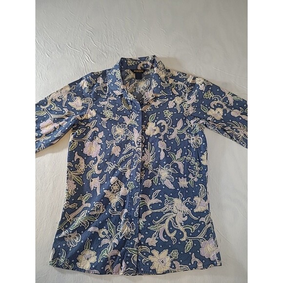 John Richland And Bros Woolrich Shirt Mens Large Short Sleeve Button Down Floral - Picture 1 of 11